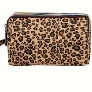 X SOLD X Leopard Print Clutch with Multicolor Zippers